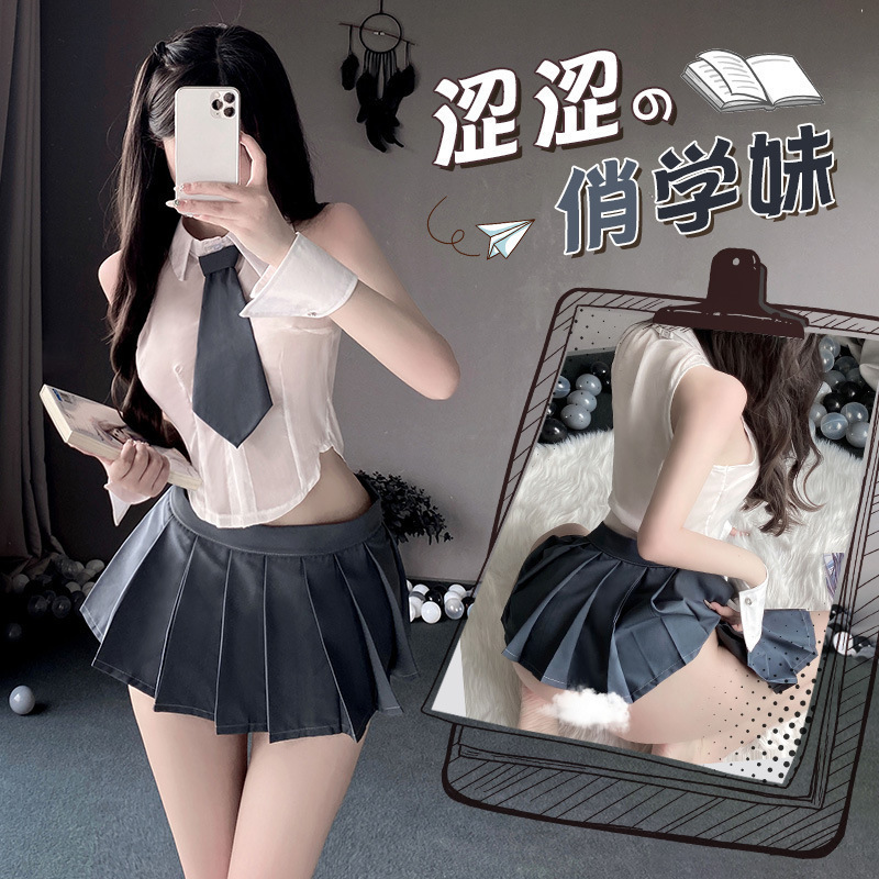 Sexy Lingerie Are Talents about Darning, Ultra-Short, Waist-Revealing, Slim-Fitting Student Wear, Astringent and Pretty School Girl Pleated Skirt Uniform, No Need to Take Off Women