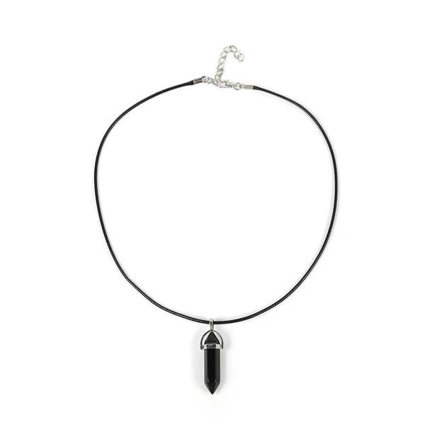 Black hexagonal pendant, necklace
