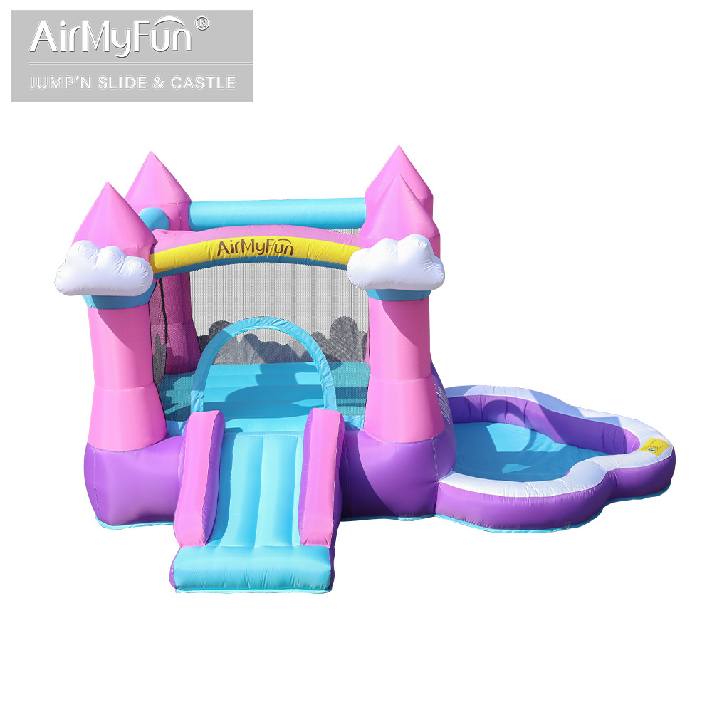 Castillo inflable para niños, tobogán inflable pequeño para interiores, parque de atracciones al aire libre, tobogán con trampolín, castillo de tela Oxford