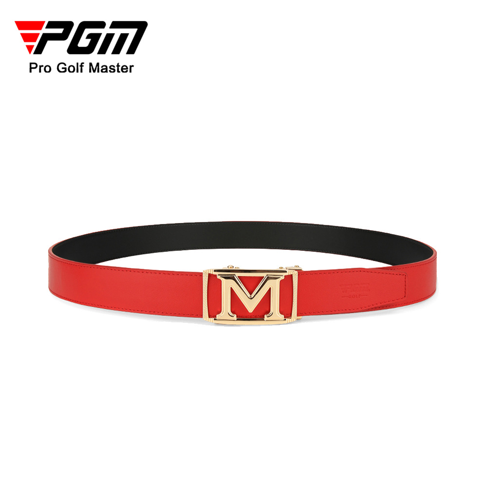 Thắt lưng golf nam da bò thật khóa hợp kim tự động — Dây da PD015 PGM đen bạc, PD015 PGM thắt lưng đỏ vàng, Dây da PD015 PGM trắng đen
