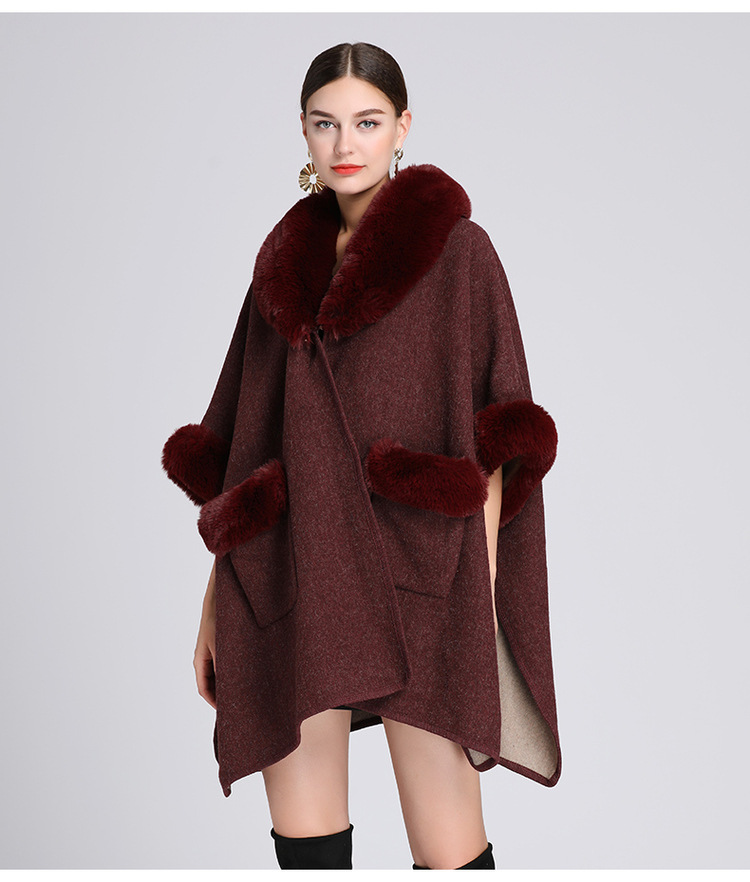 Mantella con colletto in lana, grande, ampia, in lana, cardigan donna_voghion.com