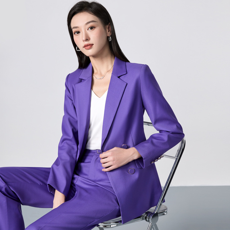 High-End Purple Suit Suit for Women, Spring & Fall Professional Wear, Women's Suit, Elegant, Slim Waist, Work Clothing, Formal Work Clothes High-End Purple Suit Suit for Women, Spring & Fall Professional Wear, Women's Suit, Elegant, Slim Waist, Work Clothing, Formal Work Clothes