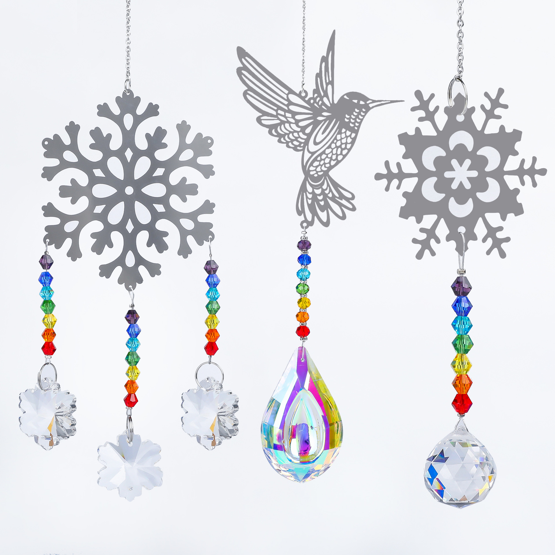 48g Weight Christmas Pastoral Butterfly Snowflake Crystal Pendant Wall Art