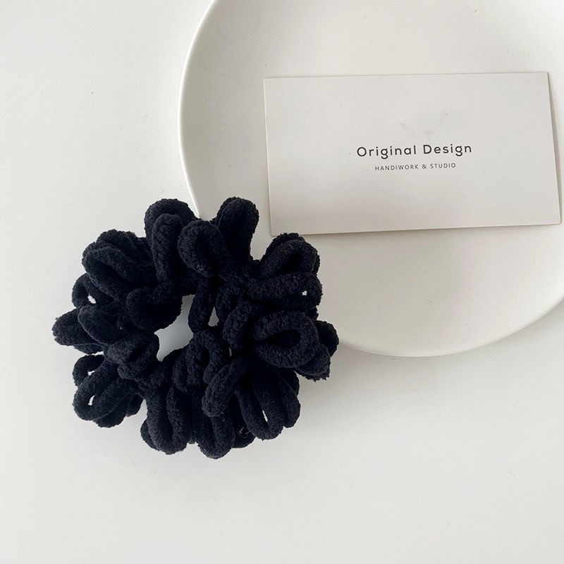 Kopfseil Plüsch Dickdarm Scrunchie Einfaches Haar-Accessoires Duttkopf Advanced Sense Großes hochelastisches Lederband Kopfbedeckung_voghion.com