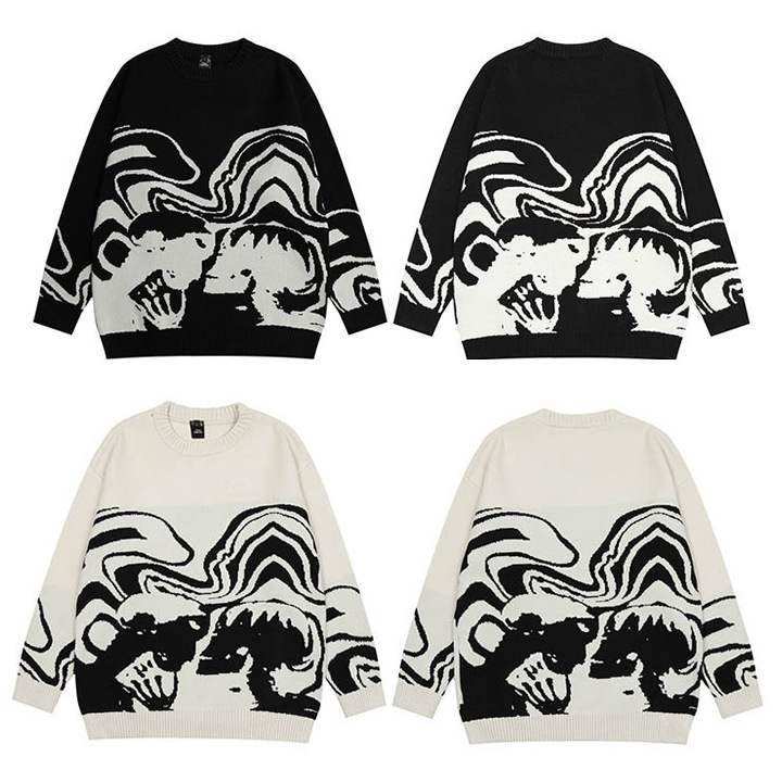 Europe and the United States cross-border autumn and winter new loose foreign trade jacquard men's and women's sweater dark wind sweater wholesale trend