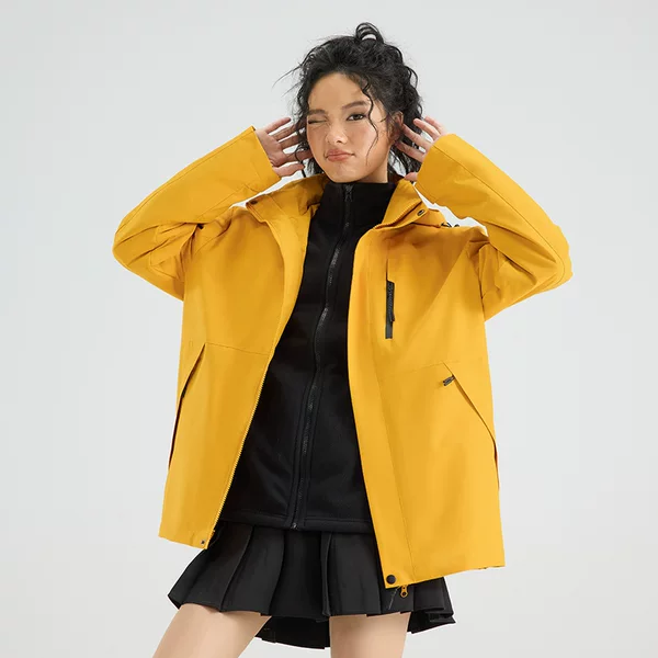 Camel Style Two-Piece Windbreaker Thickened Warm Fleece Two-Piece Detachable Jacket Two-Piece Set for Women