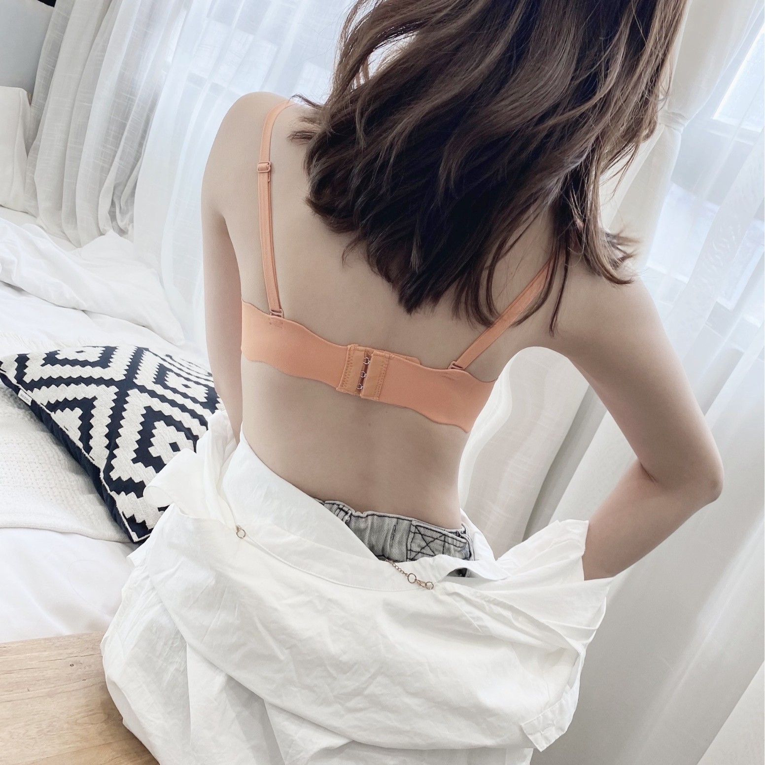 Sin costuras, cómodo, transpirable, recogida lateral, recogida, soporte superior, antideslizante, leche auxiliar, ropa interior antiflacidez, sujetador de texto para niña, tamaño pequeño