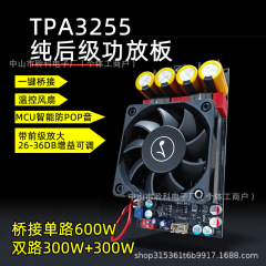 纯后级数字功放板3002大功率TPA3255温控300W双声道桥接单声600W