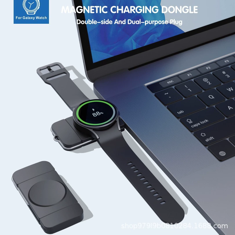 У зарядник 2в1 для часов совместим с Galaxy Watch, магнитный интерфейс Type-C+USB, Type-C