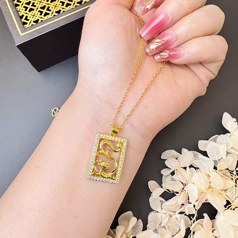 Gufa Sha Jinhao placa de dragón para hombres y mujeres colgante herencia joyas aleación de cobre estilo chino en vivo explosión al por mayor