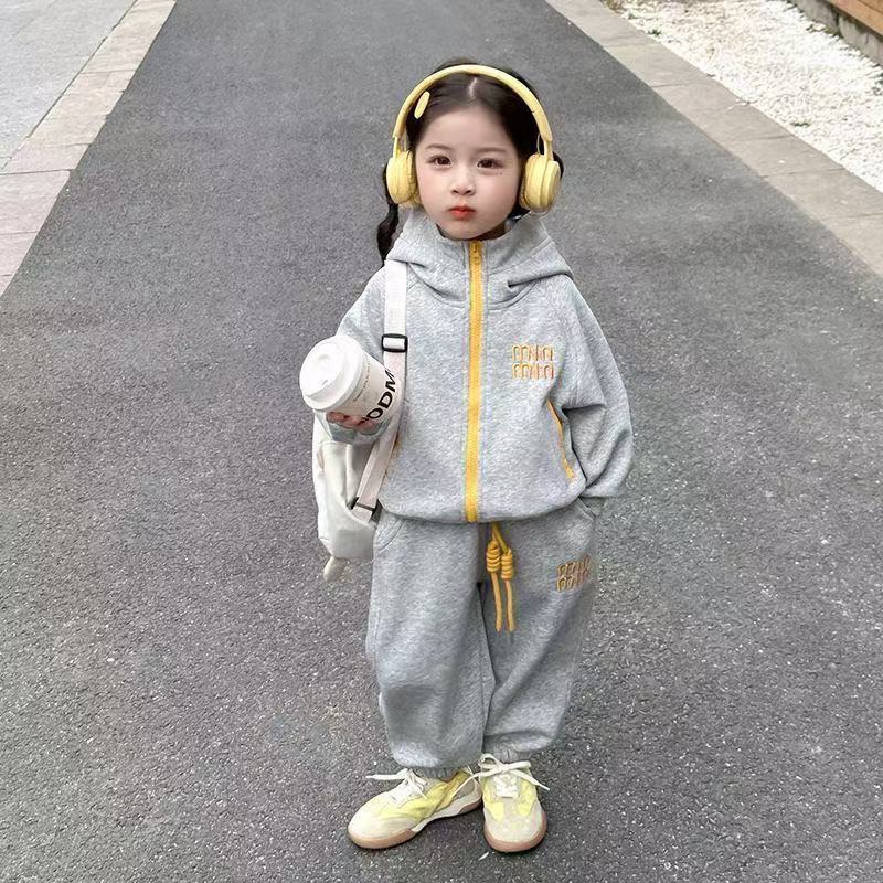 童装男童套装女童秋装中小童长袖连帽外套哈伦裤儿童运动服两件套|undefined