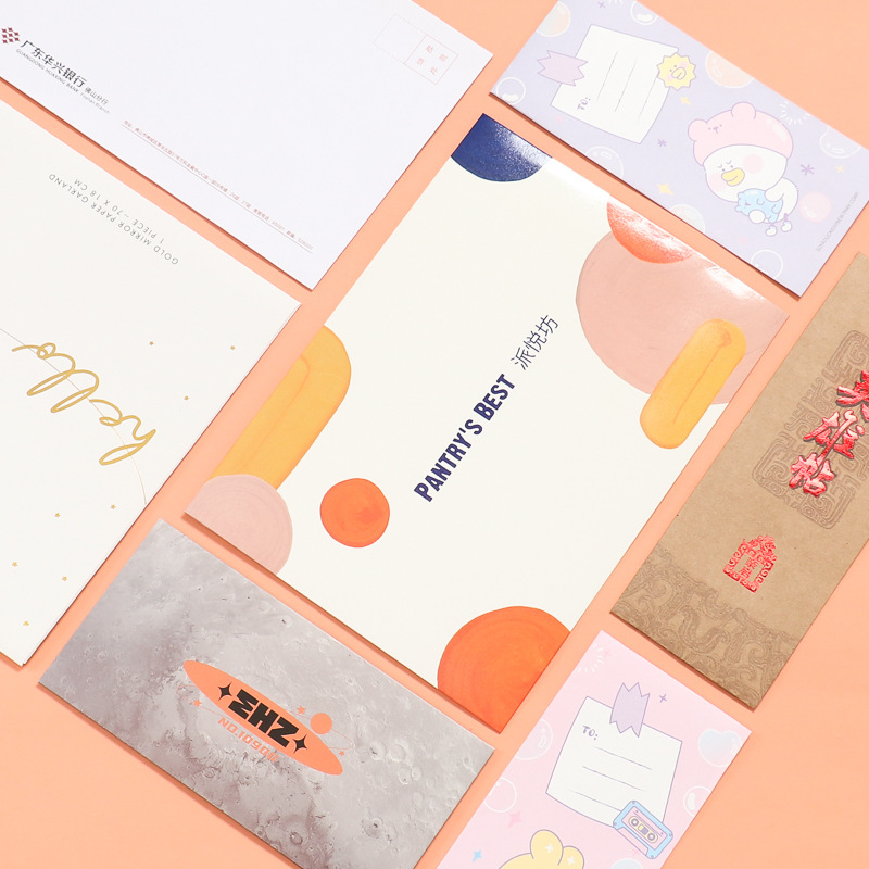 Orden de sobres Papel de perla china de estilo occidental Papel adhesivo doble Papel de sulfato de papel Kraft Ventana de impresión dorado sobre de logotipo