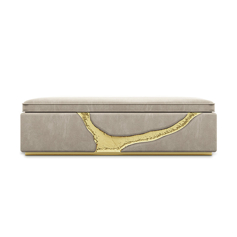 Italian-style light luxury high-end long sofa bench, modern designer bedroom end-of-bed bench, living room villa luxury shoe-changing bench
