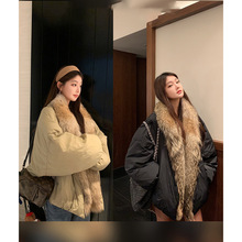 『雪山派克』超级爆款 超大貉子毛领皮草羽绒服宽松大版派克羽绒