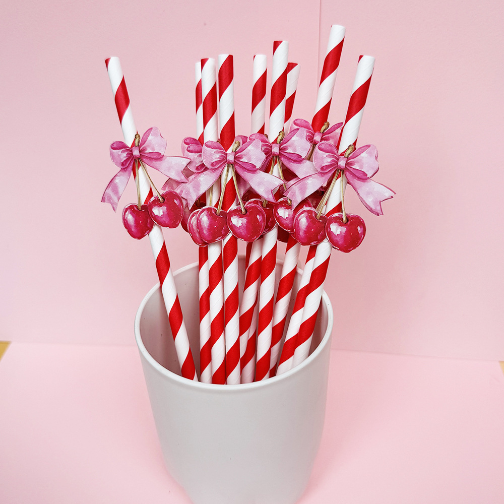 Suministros para fiestas transfronterizas Pajitas de limón de frutas creativas Pajitas de papel desechables Pajitas de bebidas de jugo Spot al por mayor