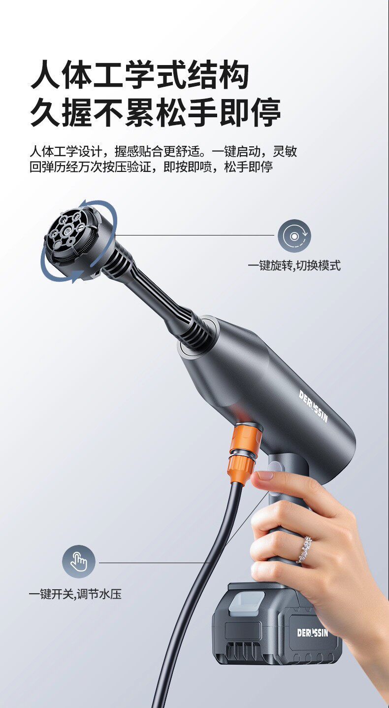 Wireless High-Pressure Car Wash Water Gun, Lithium Battery, High-Power Portable Car Wash Machine, Multi-Functional Household Car Wash Tool