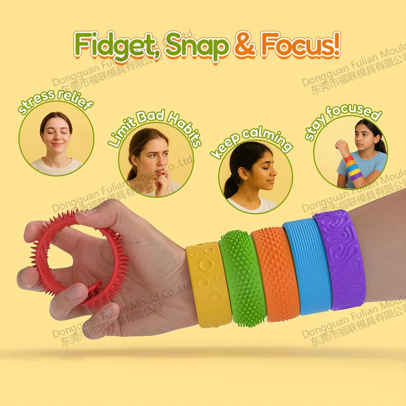 亚马逊Fidget Toys儿童感官自动手环拍拍圈解压硅胶按摩减压玩具|undefined
