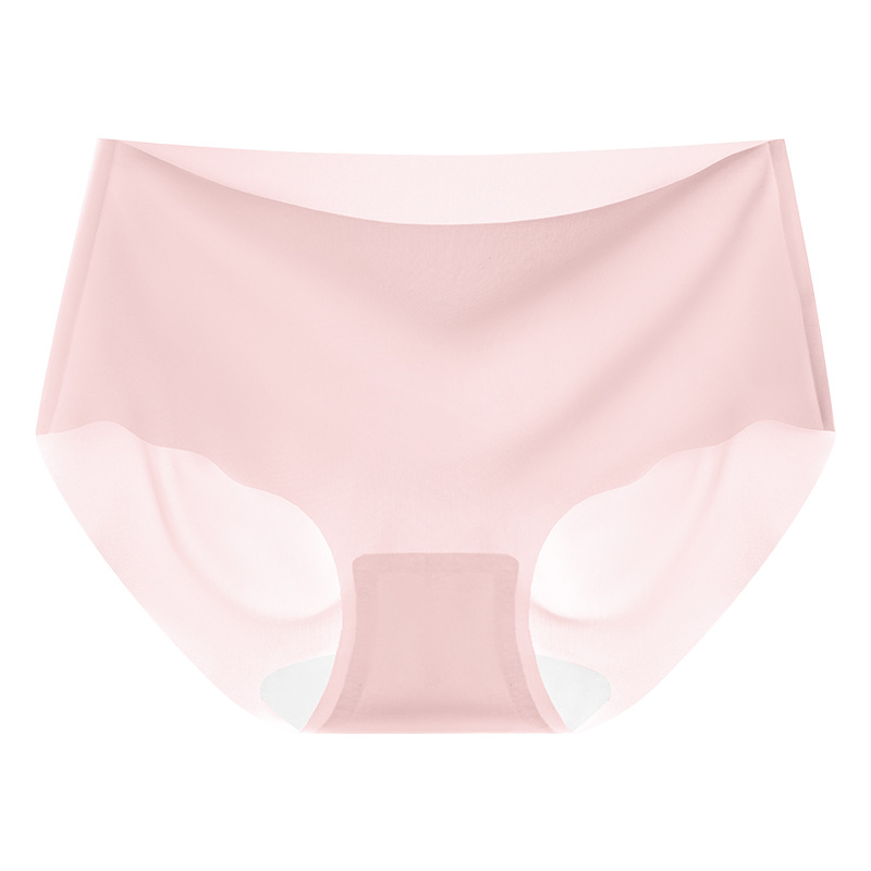 Ropa interior de seda de hielo para mujer 7A entrepierna de seda antibacteriana cintura media sin costuras para niña pantalones cortos triangulares deportivos estilo fino ropa interior transpirable verano