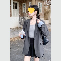 休闲宽松灰色西装外套女春秋2025新款小个子减龄超火西服百搭气质
