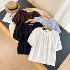 日系2025年清新夏の新型泡袖シャツ半袖シャツ