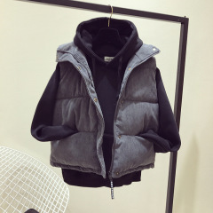 ゆったりとしたコーデュロイの女性秋の冬のベストコート韓国版パン服
