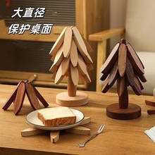 跨境木質創意一棵樹隔熱墊聖誕樹防燙耐高溫餐桌墊家用杯墊砂楠竹