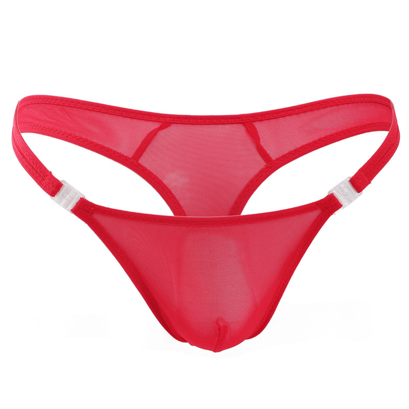 Cross-border full transparency ultra-thin mesh men's T-shaped underwear breathable comfort novelty low-waist T-shape men's underwear