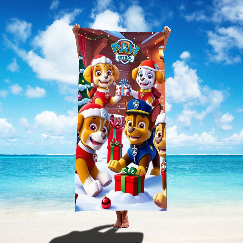 New Foreign Trade Products Hot-Selling Christmas Paw Patrol Dog Pattern Cartoon Children's Beach Towel Beach Towel Bath Towel New Foreign Trade Products Hot-Selling Christmas Paw Patrol Dog Pattern Cartoon Children's Beach Towel Beach Towel Bath Towel