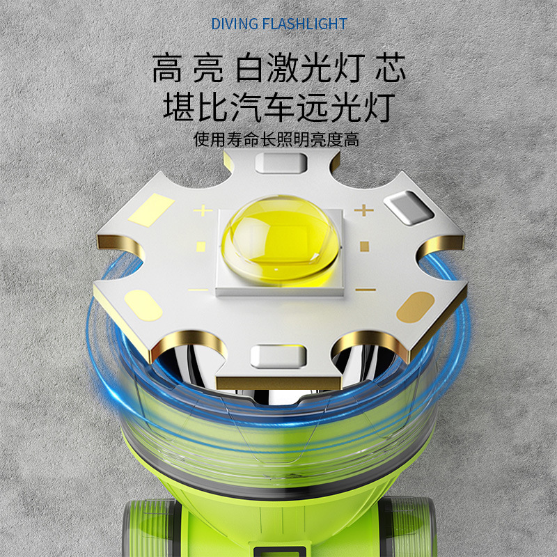 Lámpara de inmersión de alta luz cargada de alta luz de larga duración tipo auricular a prueba de agua profesional para atrapar al mar lámpara de iluminación submarina especial