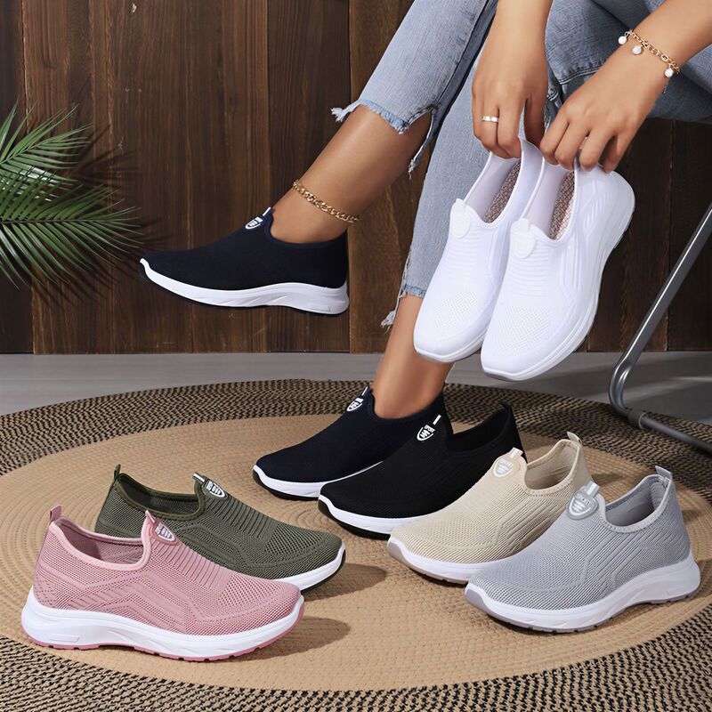 Women's Spring Fly-Knit Breathable Large Size Casual Shoes, Soft Sole, Lightweight Slip-On Shoes, Cross-Border Women's Shoes Wholesale Women's Spring Fly-Knit Breathable Large Size Casual Shoes, Soft Sole, Lightweight Slip-On Shoes, Cross-Border Women's Shoes Wholesale