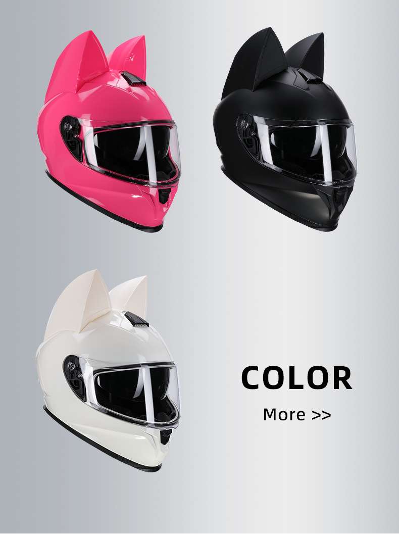 3C certified cat-ear electric motorcycle helmet, suitable for travel and commuting in all seasons, can be equipped with Bluetooth, personalized full-face motorcycle helmet
