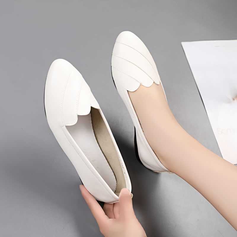 [100% first layer cowhide] leather soft bottom flat mother leather shoes women's peas shoes non-slip casual plus size single shoes