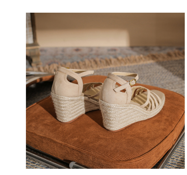 Sandal cao gót nữ hở mũi đế xuồng bọc dây thừng gót 9 cm — màu đen chi tiết 21