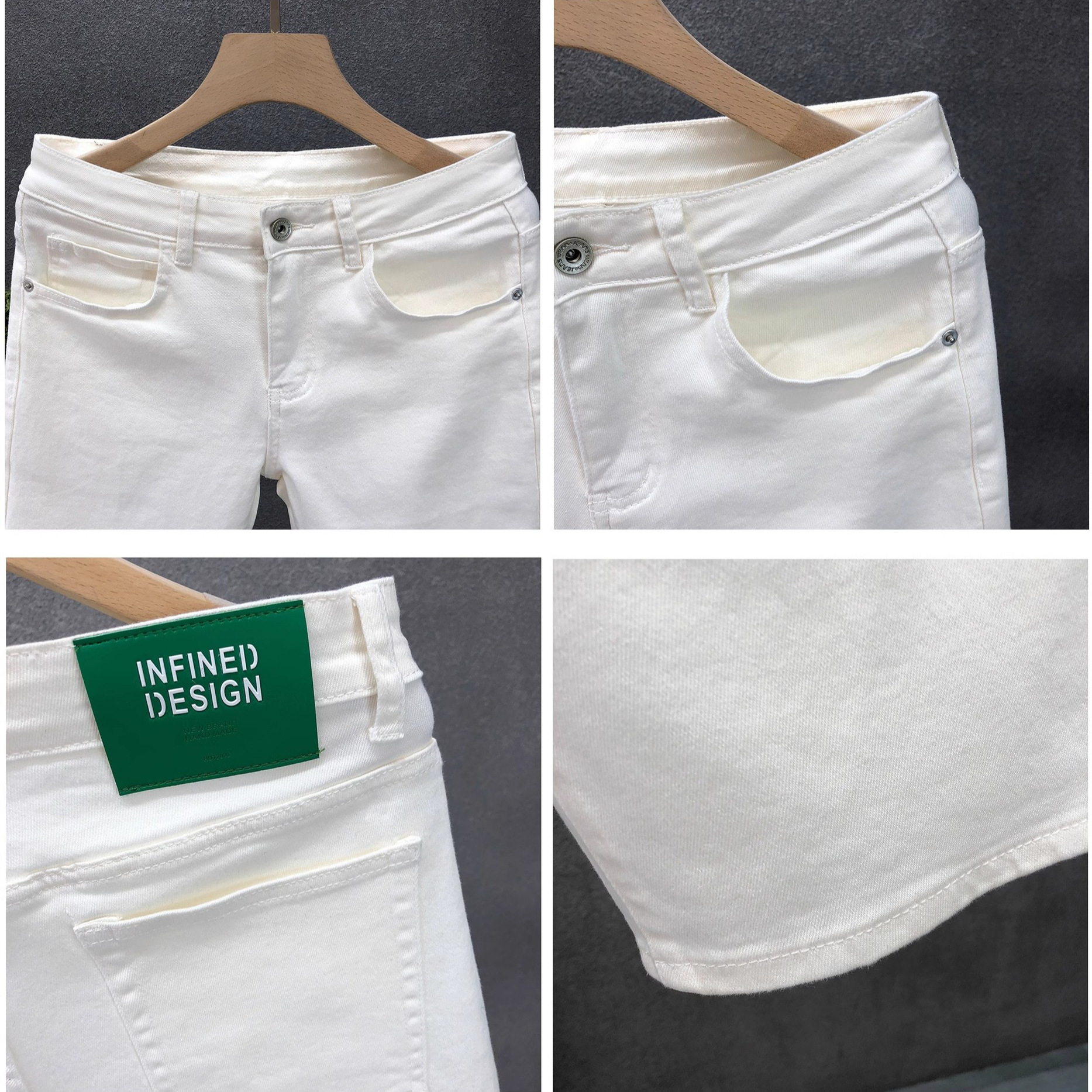 Slim-Fit-Stretch-Denim-Shorts für Herren, Sommer, dünn, trendig, Fünf-Punkt-Hose, niedrige Taille, Standarddicke, Blau_voghion.com