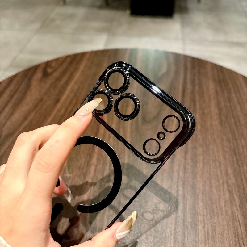 电镀无边框适用苹果17Promax手机壳超薄内置磁吸iPhone16透明护套|undefined