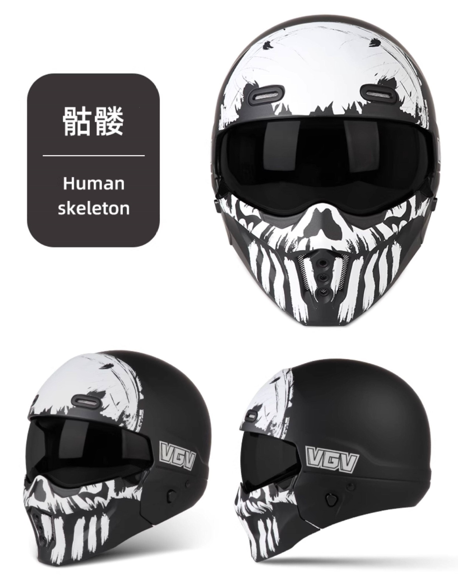 3C Motorcycle Scorpion Helmet for Men and Women, Winter Warm Riding Motorcycle Cruising Full-Face Helmet, Retro Three-Quarter Helmet