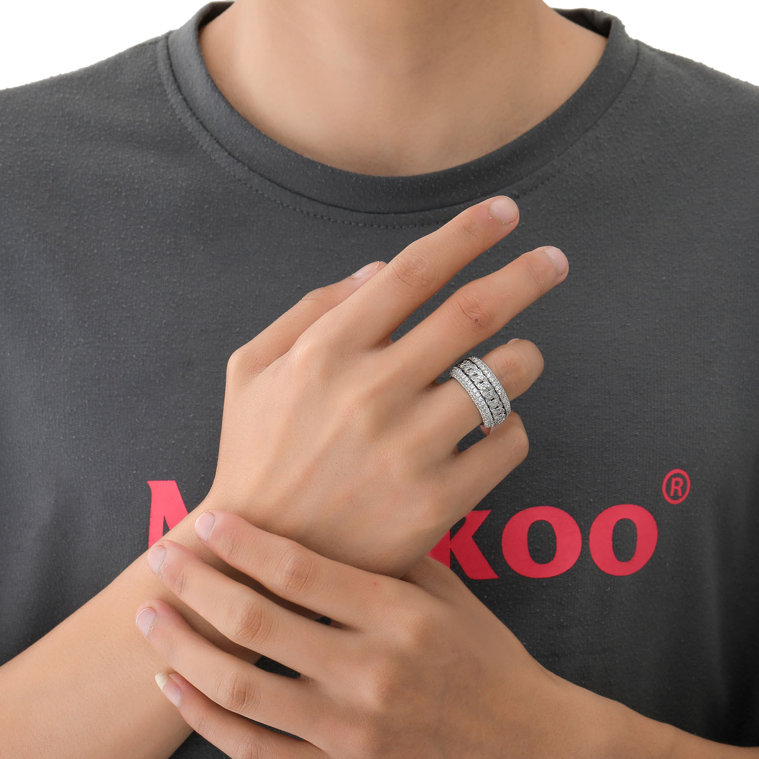 Anillo de Hip-Hop Europeo y Americano para Hombre, Anillo Giratorio Cubano con Microincrustaciones de Circonio, Anillo Moderno para Hombre Chapado en Oro Real