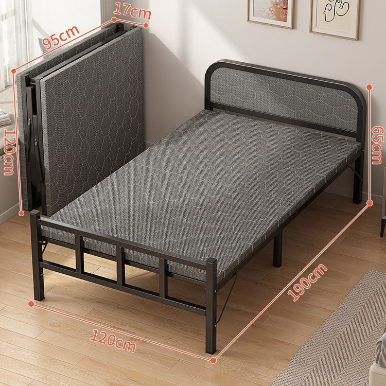 Cama plegable hogar individual pequeño apartamento cama simple 1,2 m reforzado almuerzo cama pequeña casa de alquiler cama dura para adultos