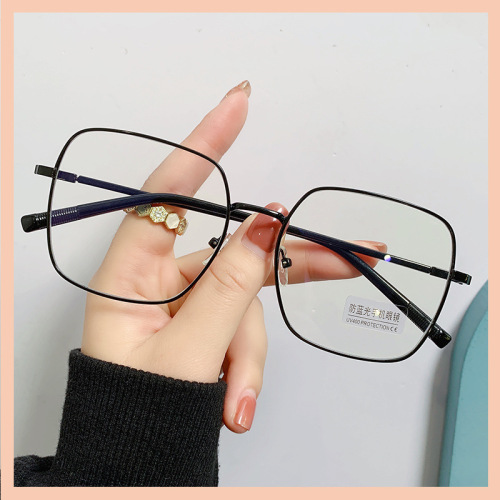 Anti-blue light flat glasses for women  new literary retro metal glasses for men can be equipped with myopia glasses frame 8022