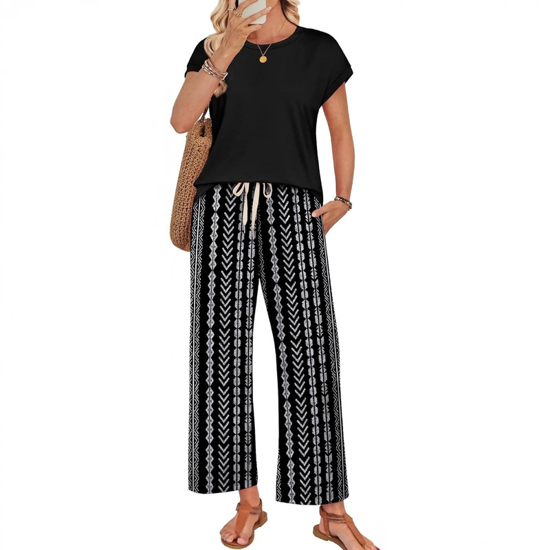 Wiholl Women's Summer Spring Outfits Casual Sets Beach Vacation Outfits Airport Travel Matching Outfits