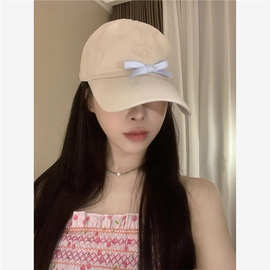 甜美韩国ins蝴蝶结鸭舌帽春夏新款显脸遮阳帽软顶棒球帽
