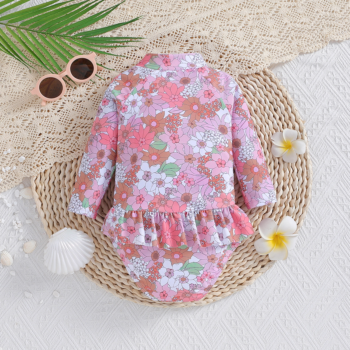 SAMGAMIBABY children's swimwear new girls long sleeved printed one piece swimsuit_voghion.com