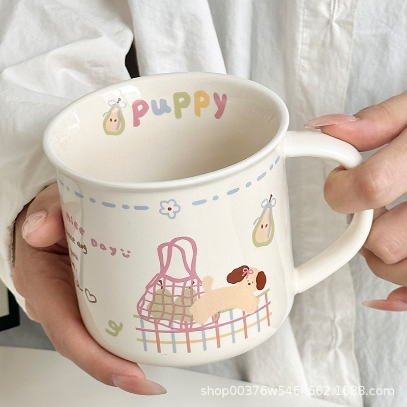 Scandinavian Ins High-Looking Mug Household Large-Capacity Water Cup Ceramic Couple Milk Cup Oatmeal Breakfast Cup