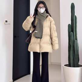 短款羽绒服女新款冬季女款白鸭绒泡芙连帽面包服小个子外套冬