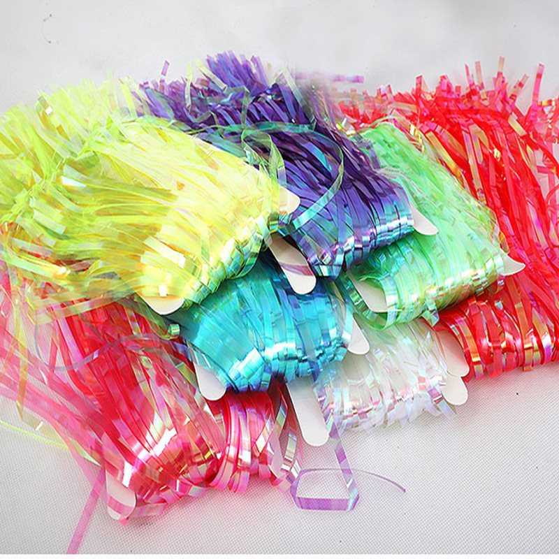 Colorful Phantom Transparent Rain Silk Curtain Birthday Arrangement Balloon Tassel Curtain Wedding Fluorescent Laser Rain Silk