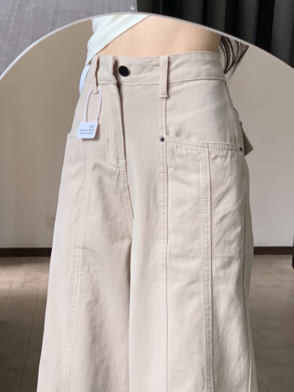 小个子一米五美式工装牛仔裤女宽松弯刀阔腿夏季新款拖地直筒裤子|undefined