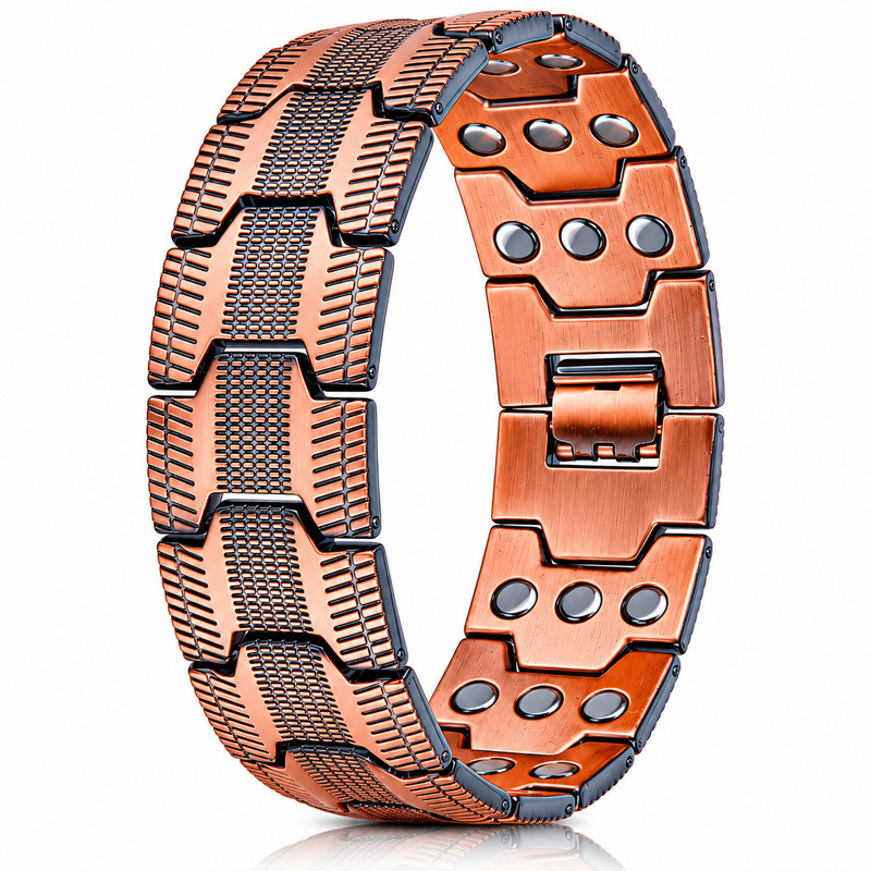 European and American Popular Vintage Red Copper Magnetic Energy Detachable Couple Bracelet Retro Fashion Three-Row Full Magnetic Bracelet