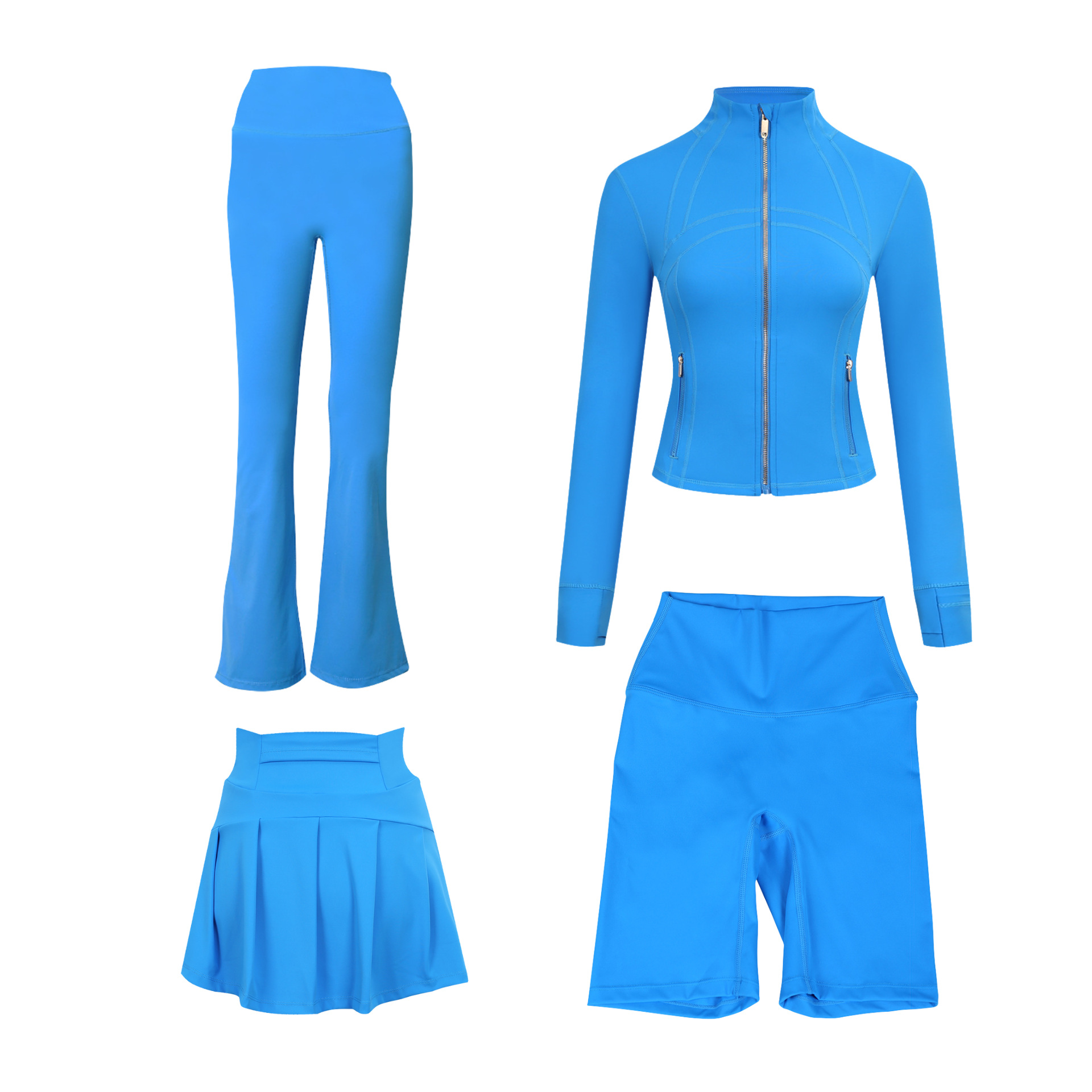 Women's Slim Fit Elastic Active Set With Jacket And Skirt_voghion.com