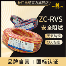 廣東長江電纜ZC-RVS消防線雙絞電線國標純銅雙股家用燈頭阻燃花線