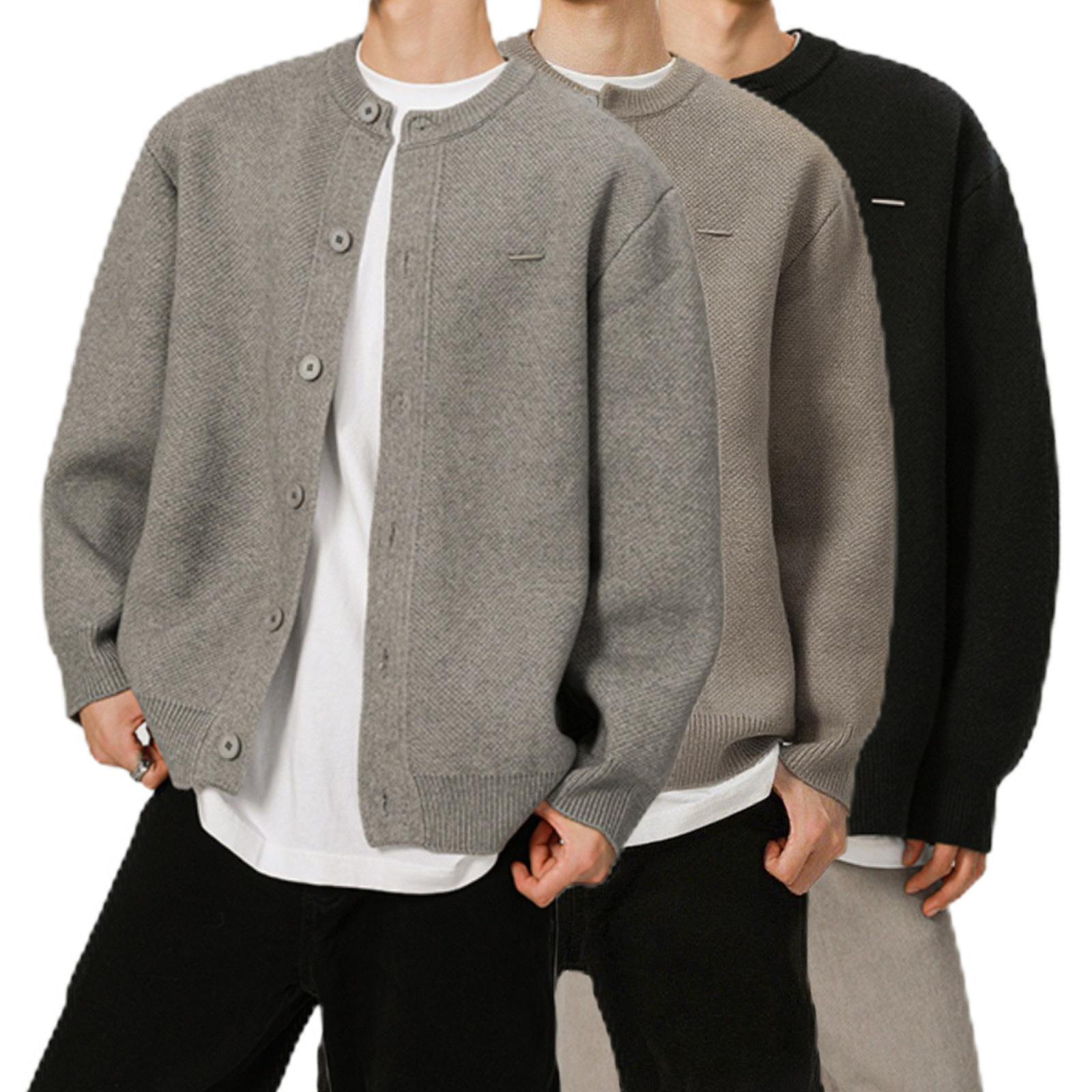 Explosiones transfronterizas de tamaño europeo suéter de jersey de gran tamaño cardigán chaqueta de color sólido fábrica de negocios al por mayor